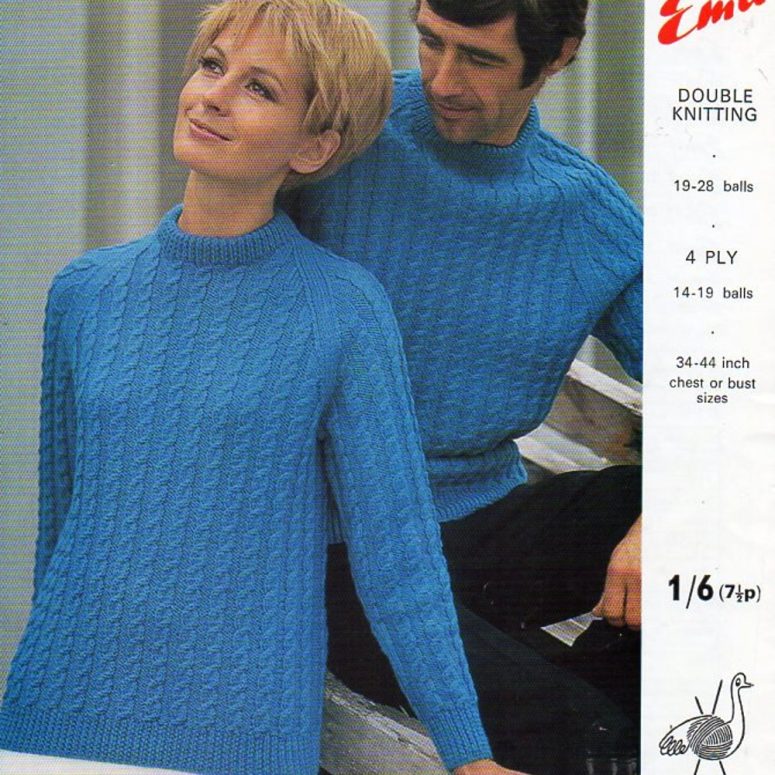 womens mens DK / 4ply sweater knitting pattern PDF ladies cable crew neck jumper 34-44" DK 4 ply sports 8ply pdf instant download