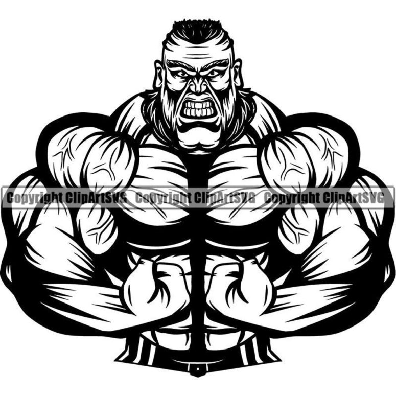 Bodybuilding Man Muscle Flex Dumbbell Posing Fitness Gym Workout Train Health Weight Pose Fit Body Strong Design Logo SVG PNG Vector Clipart