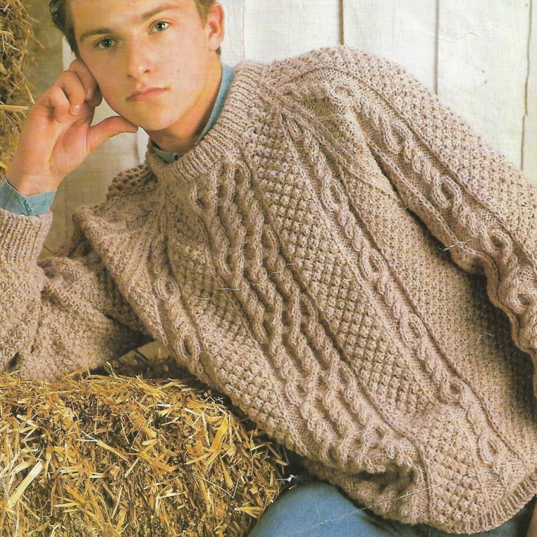 mens aran sweater knitting pattern pdf mens cable jumper 34-44" aran worsted 10ply pdf instant download
