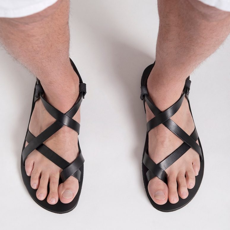 MENS LEATHER SANDALS, strappy summer shoes men "Zeus"