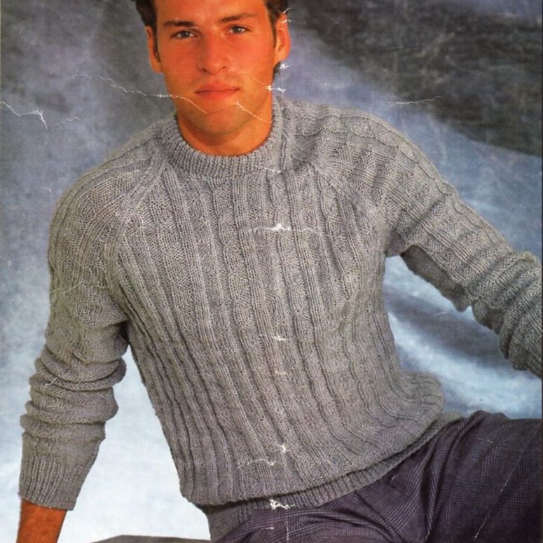 mens rib sweater knitting pattern pdf mens crew neck jumper 36-44" DK light worsted 8ply pdf instant download