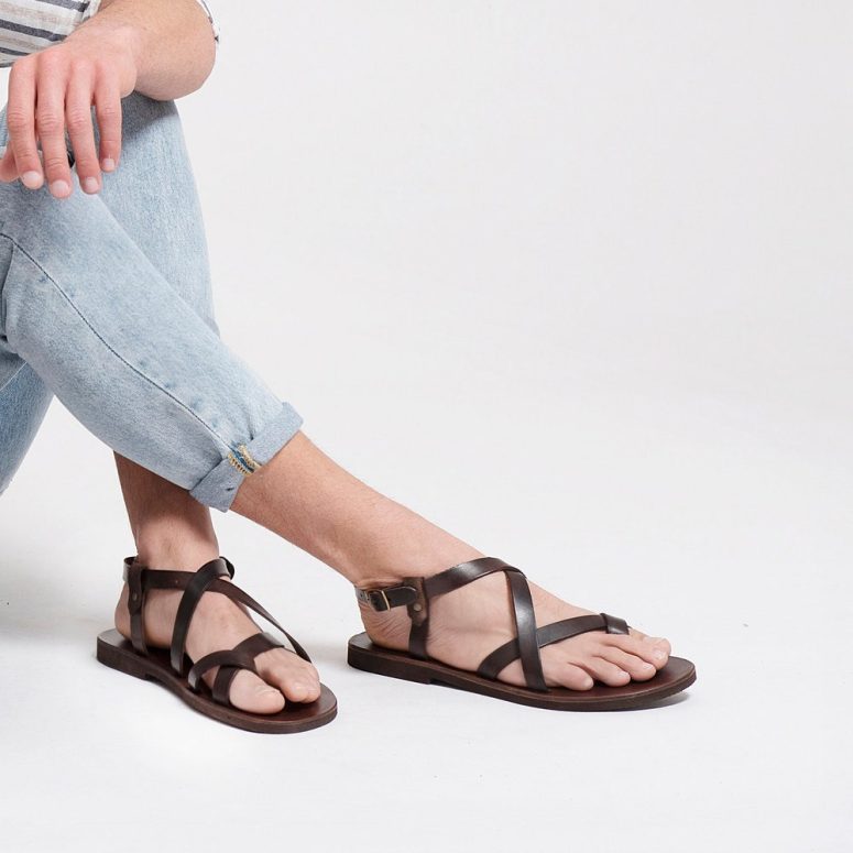 MENS LEATHER SANDALS,  strappy sandals men, summer shoes "Zeus"