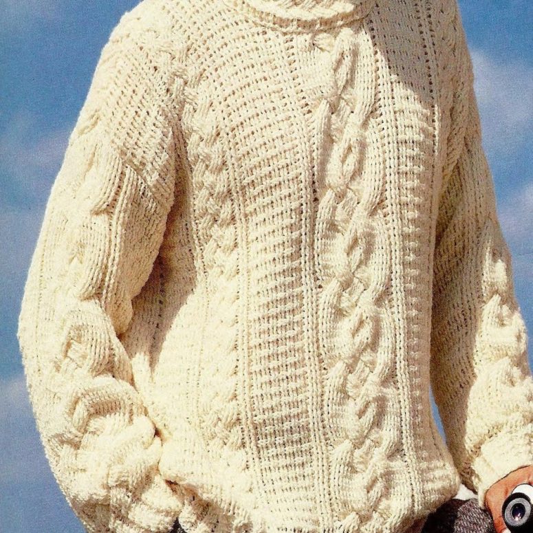 Men's Crochet Fisherman's Cable & Rib Sweater 38" -52" CROCHET PATTERN PDF Instant Download Aran Worsted Yarn or Fingering Weight