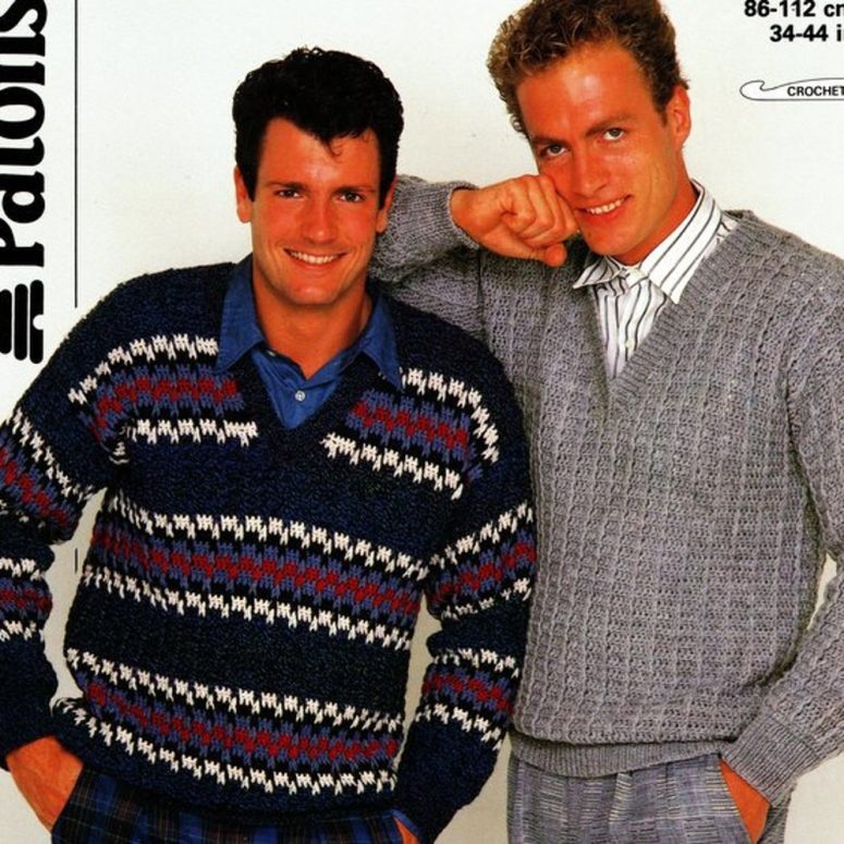 Men's Easy Crocheted Sweater V Neck Plain & Coloured Size 34" -44" ~  DK 8 Ply Light Worsted  PDF Pattern Instant Download