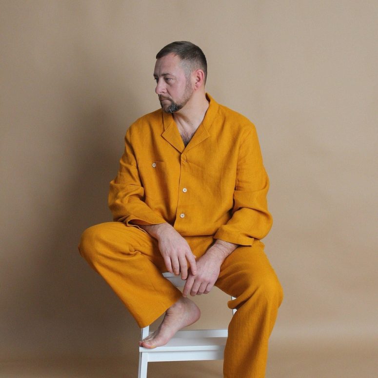 Mens linen pajama set, linen homewear, linen pants for home, linen shirt, men's linen pajama pants and shirt, mens clothing,  gift for him