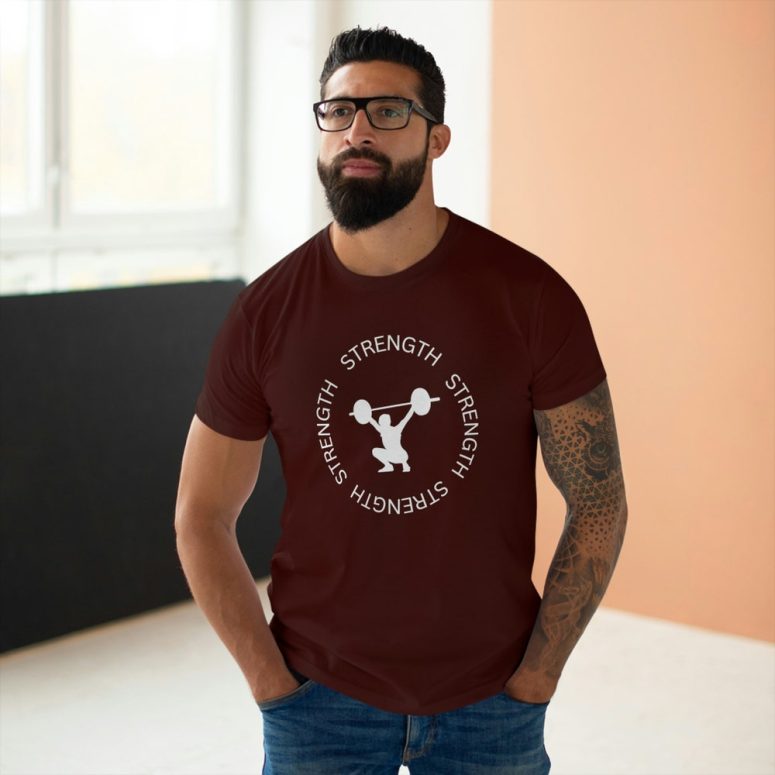Men's Strength T-shirt/Fitness Inspired T-shirts for Men/Body Building/Muscle Strength/Weight Training/Strength Training Tees/Guys Gym Shirt