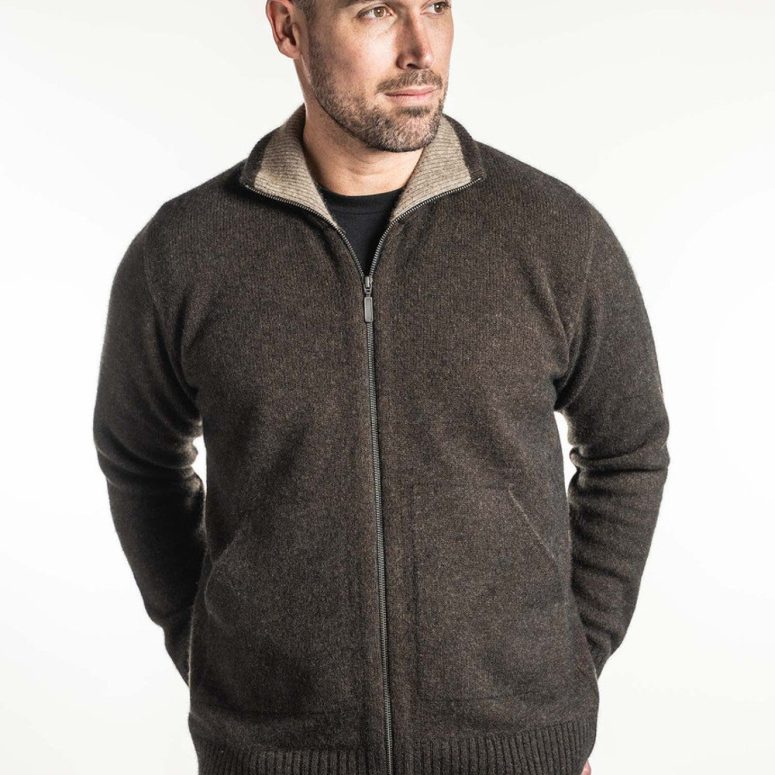 New Zealand Made Possum Merino Zip Jacket w/ Pockets