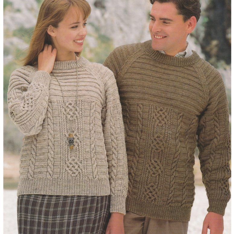 Cable Sweater Knitting Pattern for Men Ladies Cable Front Jumper DK /8Ply PDF Pattern 28 to 46 inches
