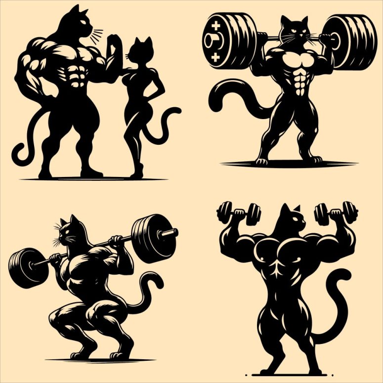 Cat Gym Svg Png, Bodybuilder Svg, Gym Svg, Bodybuilding Svg, Cat Svg, Muscular Cat Svg, Fitness Workout Svg, Sublimation Design