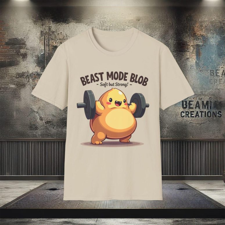 Beast Mode Blob Gym T-Shirt - Funny Workout Shirt | Body Positivity Fitness Tee | Unisex Soft Gym Shirt for Weightlifting