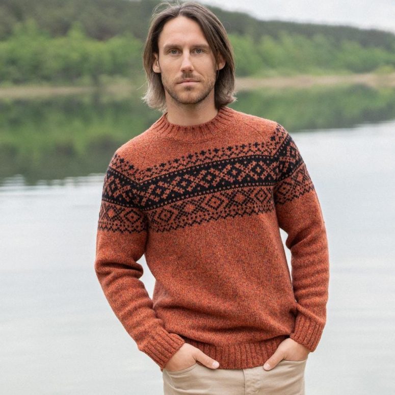 Merino Wool Sweater for Man, Knitted Mens Sweater in Scandi Style, Hand Knitted Pullover Sweater, Classic Merino Men Sweater  / AUGUST