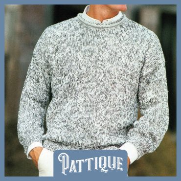 Easy Beginner Men's Flecked Crew Neck Jersey KNITTING PATTERN - Classic Knitted Sweater Pullover Jumper Top Dk 36"- 46" PDF Instant Download
