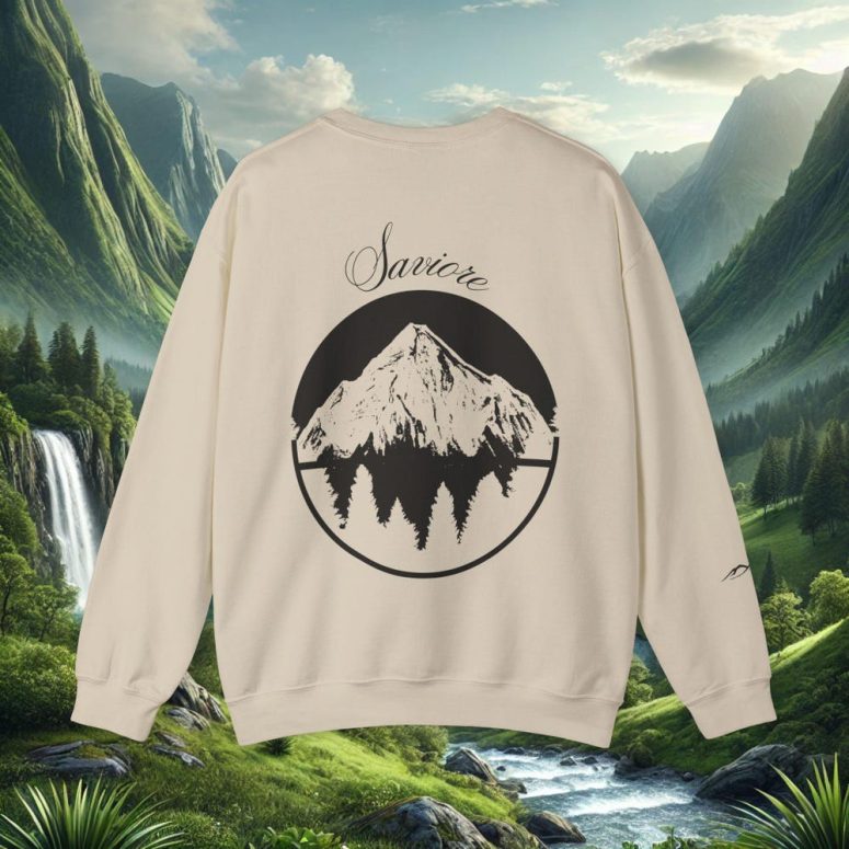 Minimalist Sweatshirt | Saviore Mountain Logo Crewneck for Everyday Comfort