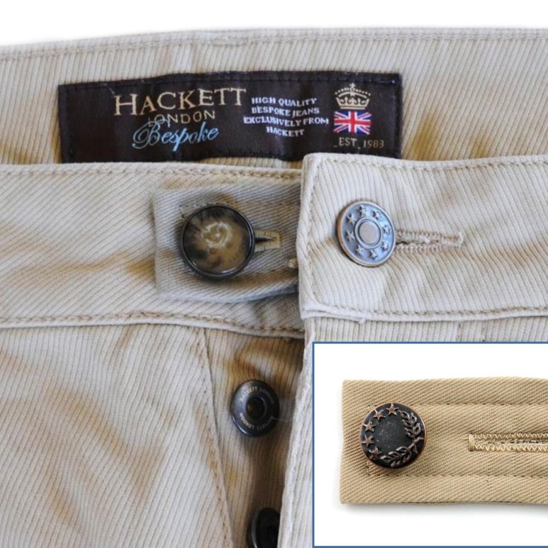 Khaki Cotton Drill Waist Line Extender - For Pants Shorts Jeans Trousers Skirts Waistline Button - Extension Expand Enlarge Widen Loosen