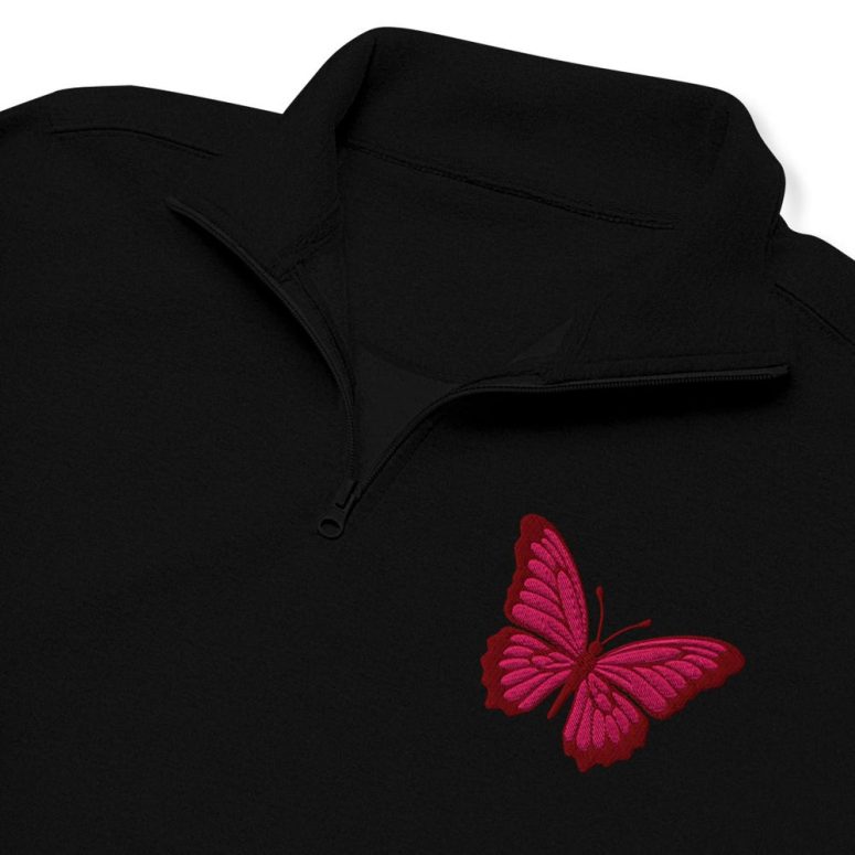 Butterfly Embroidered Half-Zip Unisex Sweatshirt