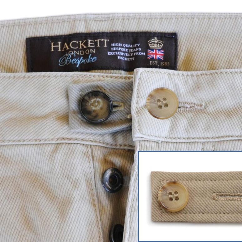 Khaki Cotton Drill & Khaki Button Waist Line Extender - For Pants Shorts Jeans Trousers Skirts Waistline Button - Widen Extension Expand