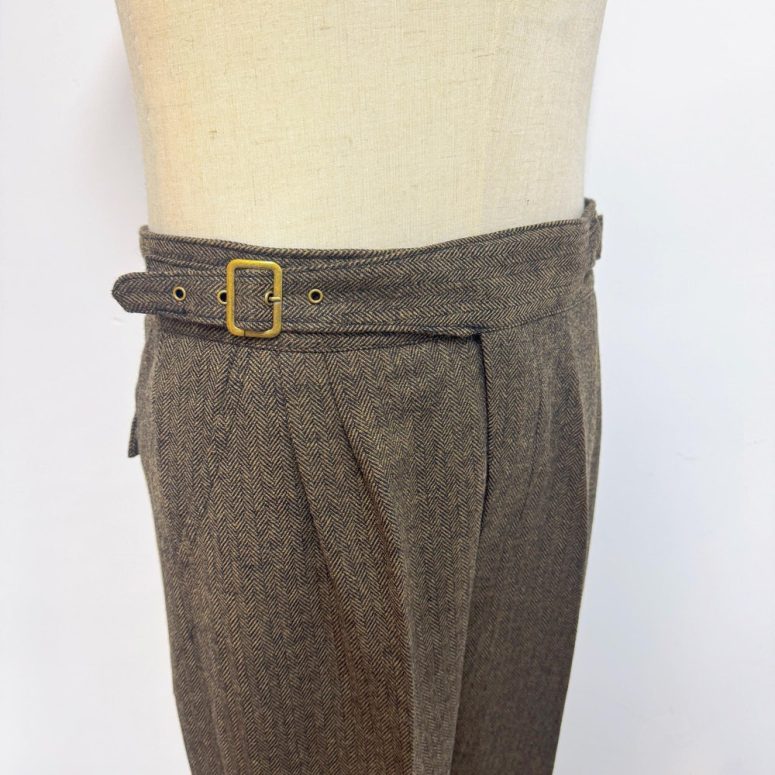 High Waisted Wool Pants, Men Wool Pants with Pleats, Spring Fall Woolen Trousers, Straight Gurkha Wool Pants, Gift for Husband