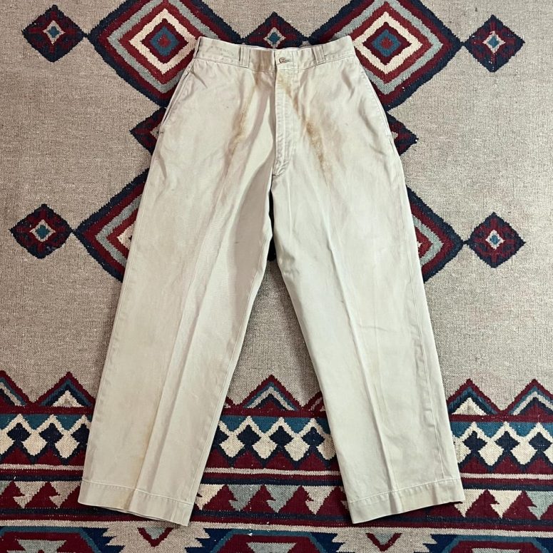 1960s US Army Military Cotton Twill Khaki Work Pants | Vintage Adult 27x28 Chinos