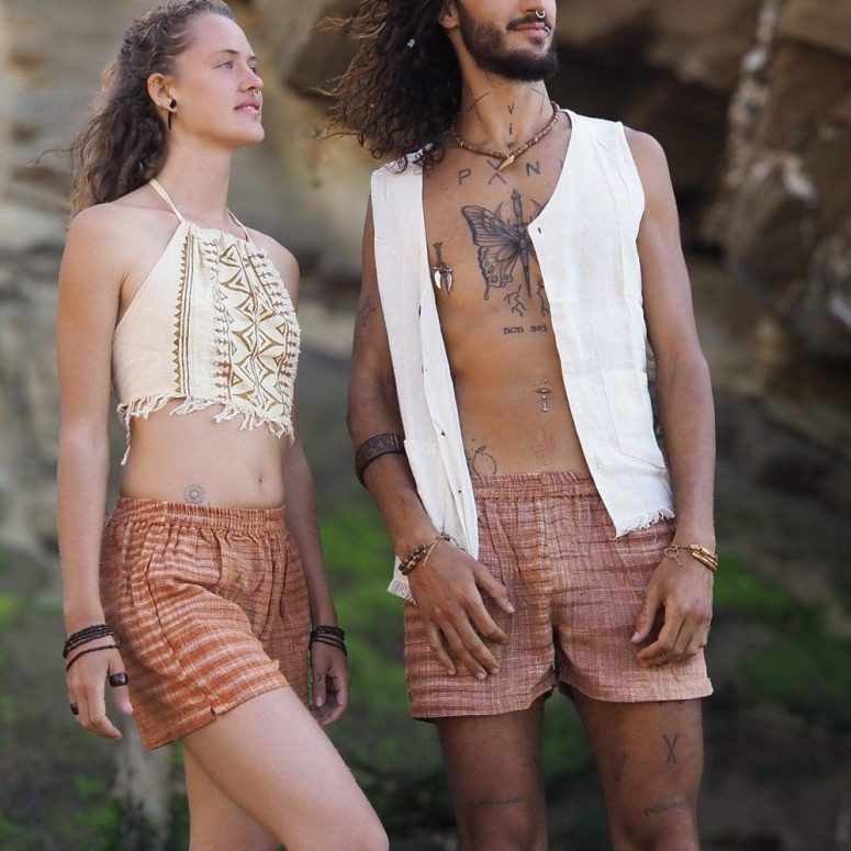 Unisex Khadi Short Pants, Khadi Cotton Shorts, Boho Short Pants, Summer Short Pants, Beach Shorts, Natural Shorts, Elastic Waist Short Pants