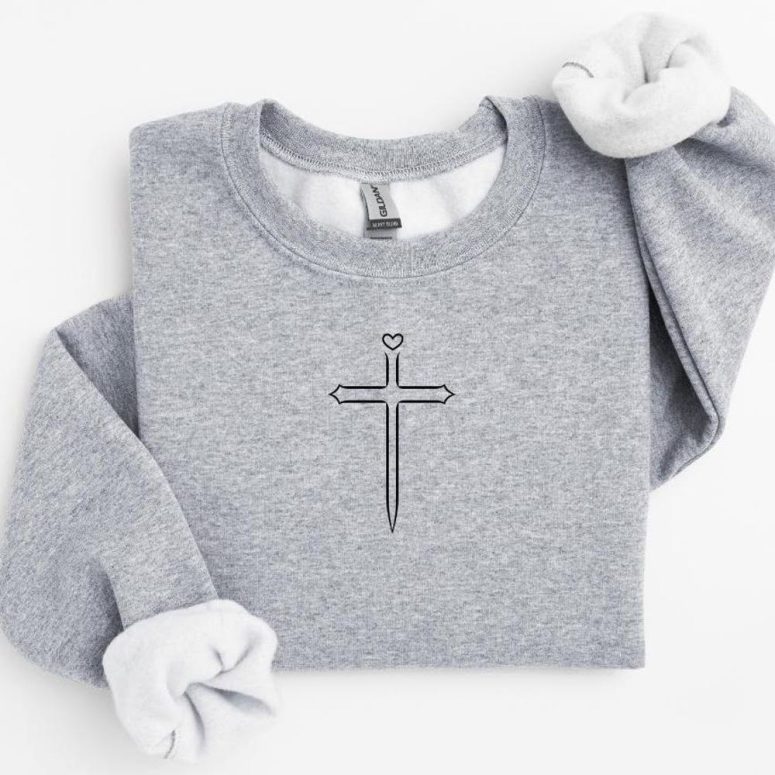 Cross Sweatshirt Simple Sweatshirt Minimalist Gift for Her Sweatshirt Gift for Him Cute Easter Sweatshirt Cute Cross Sweater Minimalist