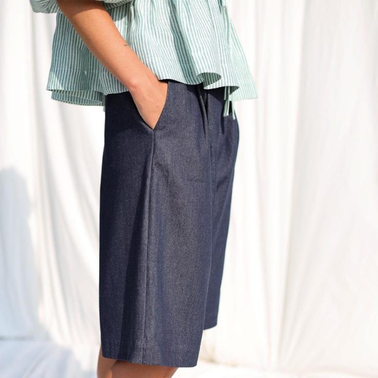 Bermuda denim shorts with pleats RAQUEL • OFFON Clothing
