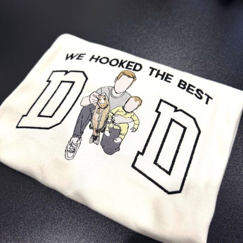 We Hooked the Best Dad Embroidered Sweatshirt, Personalized Father's Day Gift, Fishing Dad Shirt, Unique Gift for Dads from Kids