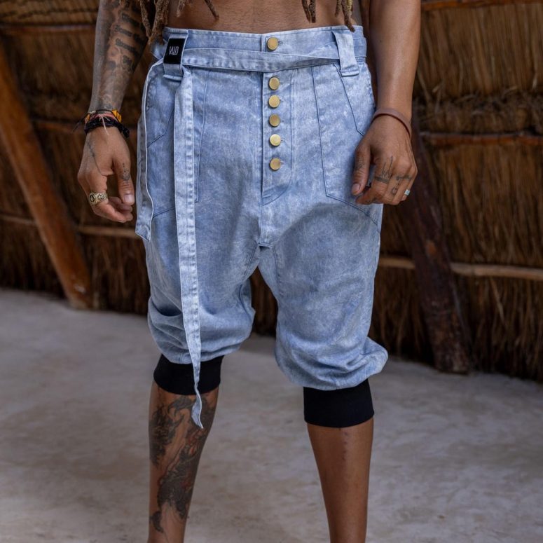 Capri Pants - Men's Boho Denim Baggy Trousers for Festivals, Casual Wear & Comfort