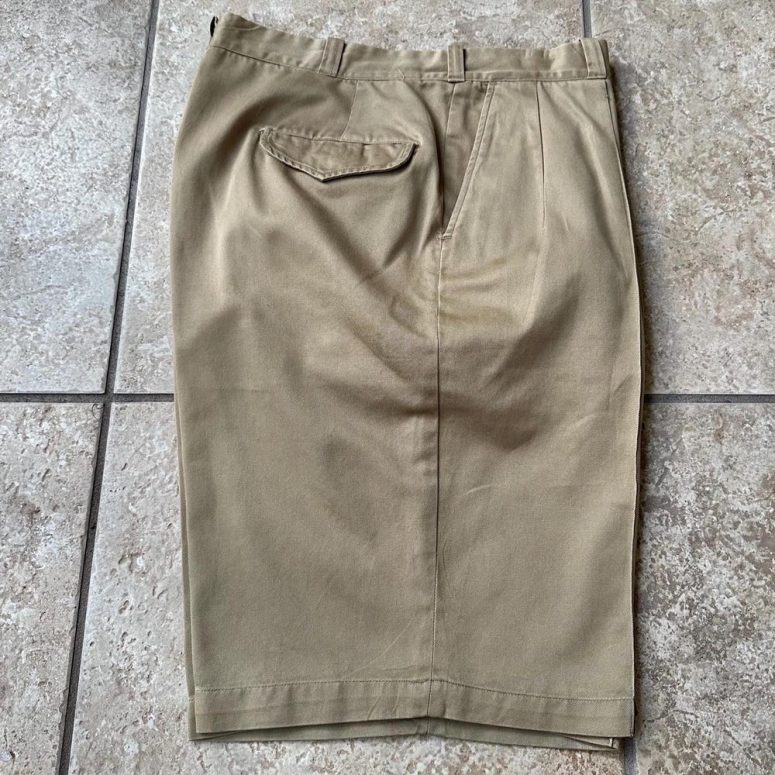 1950s US ARMY Khaki Cotton Twill Pleated Uniform Shorts | Size 33 | 8.2 oz Ivy League Trad