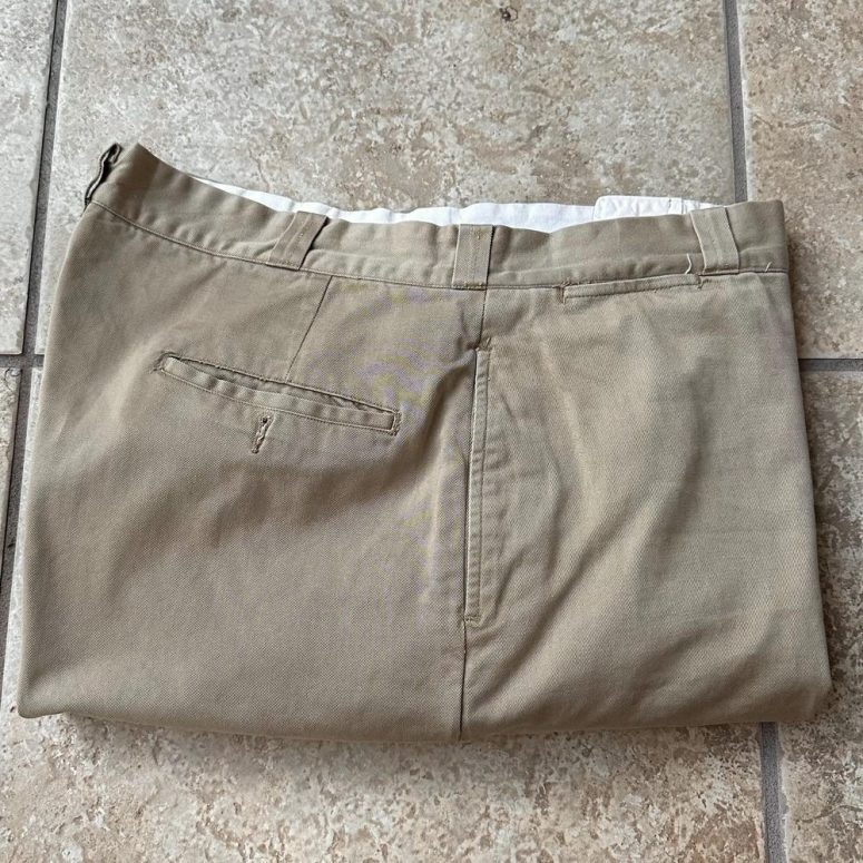 1950s US ARMY Khaki Cotton Twill Trousers | 34 x 27.5 | Button Fly Ivy League Trad