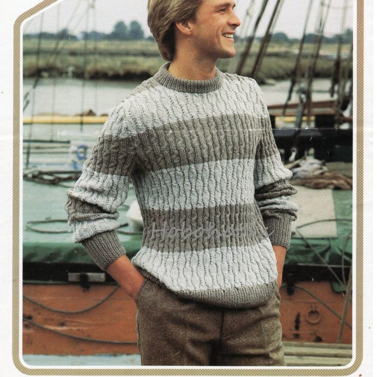 mens sweater knitting pattern pdf crew neck jumper 38-46 inch DK light worsted 8ply mens knitting patterns pdf instant download